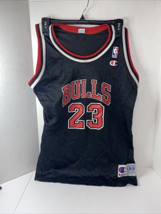 Vintage 90s Champion Michael Jordan Jersey Black Kids Sz 18/20 Xl Chicago Bulls
