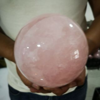 Natural Clear Pink Quartz Crystal Sphere Ball Healing 4640g