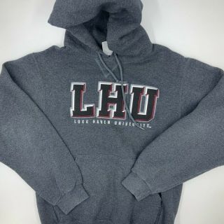 Lock Haven University Mens Russell Athletic Hoodie Sweatshirt Gray Long Sleeve S