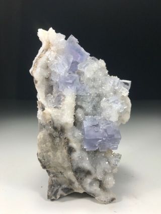 Fluorite On Quartz Crystals From La Viesca Mine,  Spain
