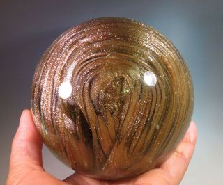 97mm (3.  8 ") Large Golden Goldstone Sandstone Crystal Sphere Ball 5554