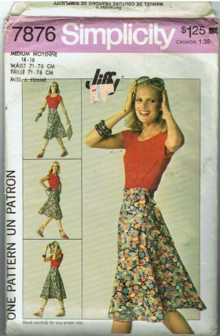 Simplicity 7876 Misses Jiffy Front Wrap Skirt Size 14 - 16 1977