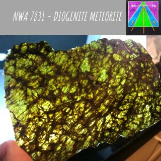 33.  6g Nwa 7831 Diogenite Meteorite - Incredibly Translucent/stained Glass Slice