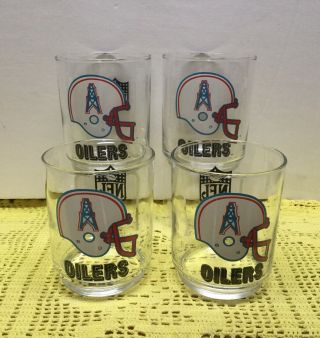 4 Vtg Houston Oilers Football Team 4” Tall Drinking Glasses