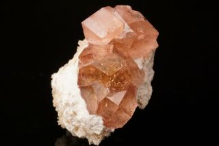 UNIQUE Pink Grossular Garnet on Prehnite JEFFREY MINE,  CANADA - Ex.  Key 3