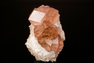 UNIQUE Pink Grossular Garnet on Prehnite JEFFREY MINE,  CANADA - Ex.  Key 4