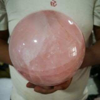 Natural Clear Pink Quartz Crystal Sphere Ball Healing 3830g