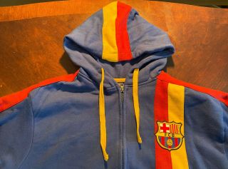 Fc Barcelona Full Zip Hoodie Mens Size Medium M Soccer Team Colors Blue