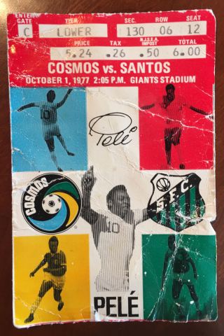 Pele’s Last Game Ticket Stub 10/1/77 Giants Stadium Ny Cosmos Vs Santos Fair