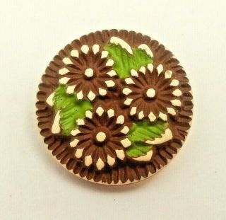 Medium Two - Piece Vintage Celluloid Button,  Buffed? Tri - Flower Design 3/4 "