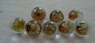 Set Of Vintage Glass Ball Buttons With Glitter Inside
