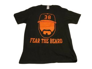 San Francisco Giants Brian Wilson Fear The Beard 38 L Black Jersey Shirt