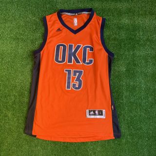Oklahoma City Thunder Paul George Jersey Adidas Swjngman Size Large Orange Okc