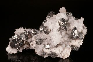 Bournonite Crystal Cluster On Quartz Atococha,  Peru - Ex.  Lemanski