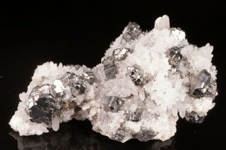 Bournonite Crystal Cluster on Quartz ATOCOCHA,  PERU - Ex.  Lemanski 2