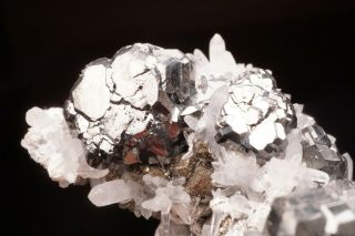 Bournonite Crystal Cluster on Quartz ATOCOCHA,  PERU - Ex.  Lemanski 3