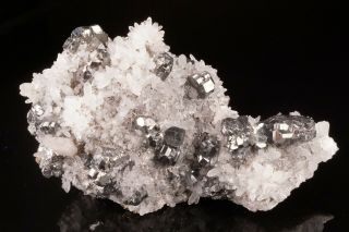Bournonite Crystal Cluster on Quartz ATOCOCHA,  PERU - Ex.  Lemanski 5