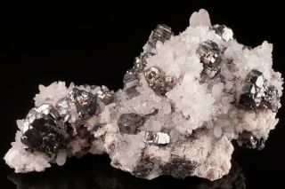 Bournonite Crystal Cluster on Quartz ATOCOCHA,  PERU - Ex.  Lemanski 6