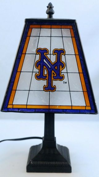 Ny Mets Lamp,  Tiffany Style,  Stained Glass Lamp,  Desk,  Side Table,  Small,  15 " Ish