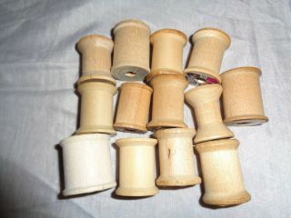 (2590c) Thread Mania 13 Vintage Empty Wooden Spools Without Thread For Crafts