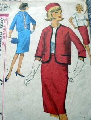 Lovely Vtg 1960s Suit & Blouse Sewing Pattern Bust 37