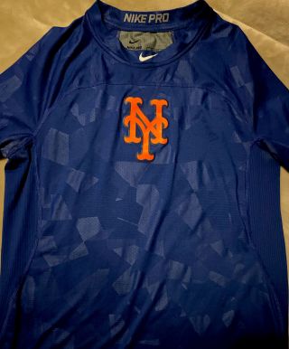 Ny Mets Nike Blue Pregame Dri - Fit 3 Quarter T - Shirt Adult Medium