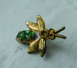 13mm Tiny Vintage Czech Brass & Rhinestones Fly Button 1/2 "