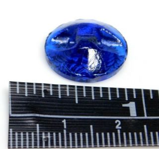 Antique Vtg Button Incised Cobalt Blue Glass w Gold Charmstring G8 3