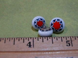 SWEET VINTAGE VENETIAN RED WHITE BLUE STAR GLASS BUTTONS 3