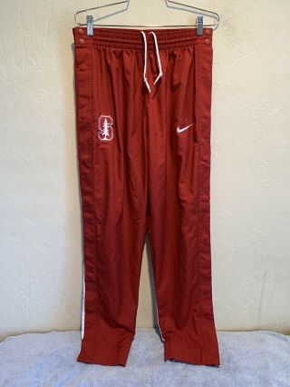 Nike Dri Fit Stanford Cardinal Basketball Tear Away Sweatpants Large Red Elite