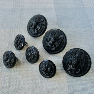 Set Of 7 Vintage Bakelite Military Buttons