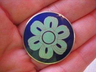 Vintage Medium 1 - 3/16 " Green And Blue Enamel Bow Or Flower? Button - N29