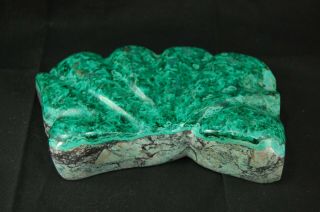 Malachite & Chrysocolla Green Blue Lrg Stone Specimen Scallop Carved Paperweight