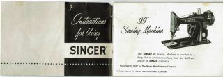 Singer instructions for using Singer 99 - 31 Electric Sewing Machine 2