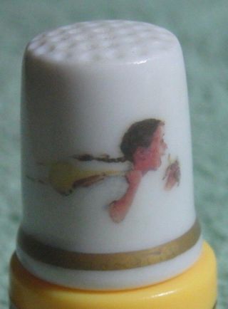 1980 Le Porcelain Thimble Norman Rockwell A Day In The Life Of A Girl Series