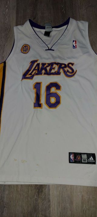 Mens Adidas Los Angeles Lakers 60th Anniversary Pau Gasol Jersey Size (52) L
