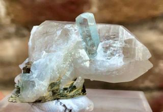 139 Cts Full Terminated Aquamarine Crystal With Quartz Specimen @skardu Pakistan