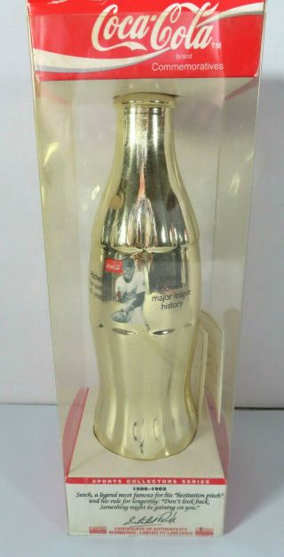 1994 St.  Louis Browns Cleveland Indians Satchel Paige Gold Coca Cola Bottle Mlb