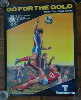 Los Angeles 1984 Olympics Soccer Poster Go For The Gold “make Your Goals Count "