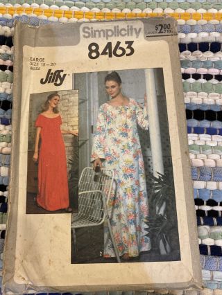 Vintage Simplicity Sewing Pattern 8463 Ladies 18 - 20 Large 70’s Era/ Disco