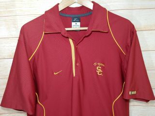 Men ' s Nike Dri - Fit Short Sleeve USC Trojans Polo Shirt Red Size Medium 2