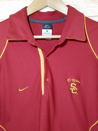 Men ' s Nike Dri - Fit Short Sleeve USC Trojans Polo Shirt Red Size Medium 3