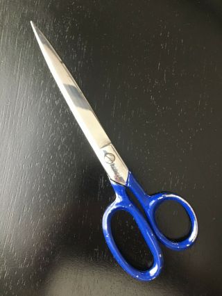 Vintage Hot Drop Forged Steel Scissors - Made In Italy - Blue Handle