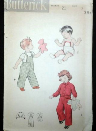 Vintage Toddler Overalls Sun Suit Romper Size 2 Sewing Pattern 6176 50 
