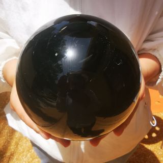 Natural Black Obsidian Sphere Crystal Ball Healing Stone Collectibles 2978g
