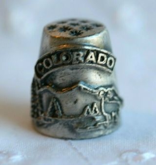 Vintage Pewter Souvenir Collectible Thimble Colorado