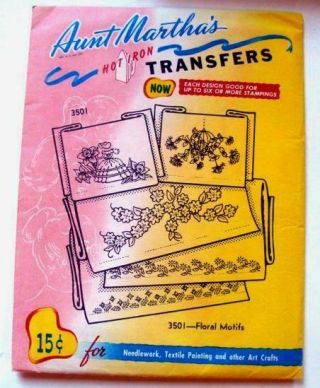 Aunt Martha Hot Iron Transfer Embroidery Patterns 3501 Floral Motifs