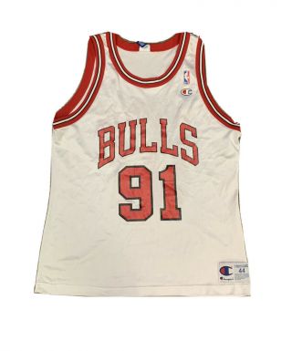 Vtg 90’s Dennis Rodman Chicago Bulls 91 Champion Jersey Size Men’s 44