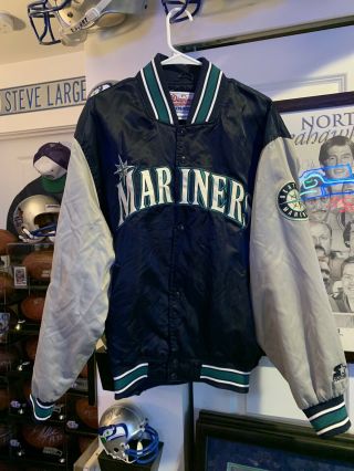 Vintage Starter Seattle Mariners Baseball Team Issued Satin Jacket Large Men’s