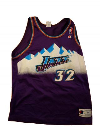 Rare Vintage Nba Champion Karl Malone Utah Jazz Mountains Jersey Purple Size 44